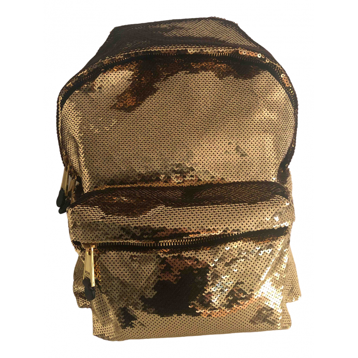 Glitter backpack Moschino Gold in 